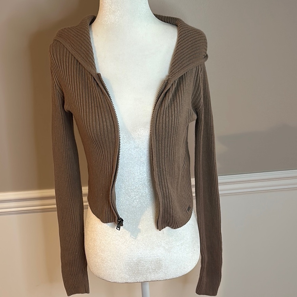 Hollister Brown Ribbed Women's Cadigan Juniors size Xs - Picture 7 of 10
